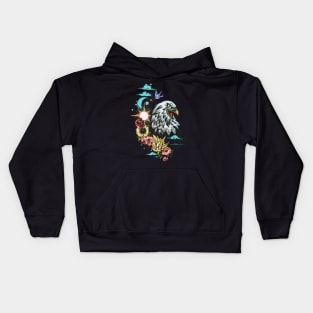 Wonderful eagle with flowers Kids Hoodie